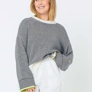 Kerri Rosenthal Summer Stripe Sweater in White/Indigo